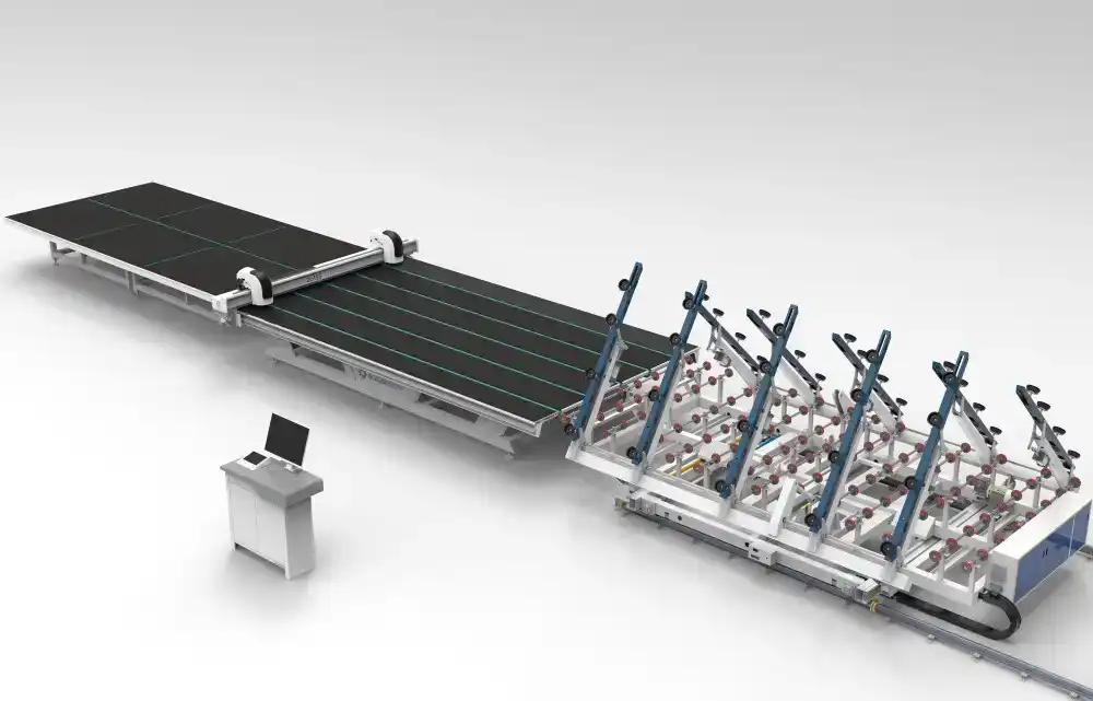 Double turn loading glass cutting line
